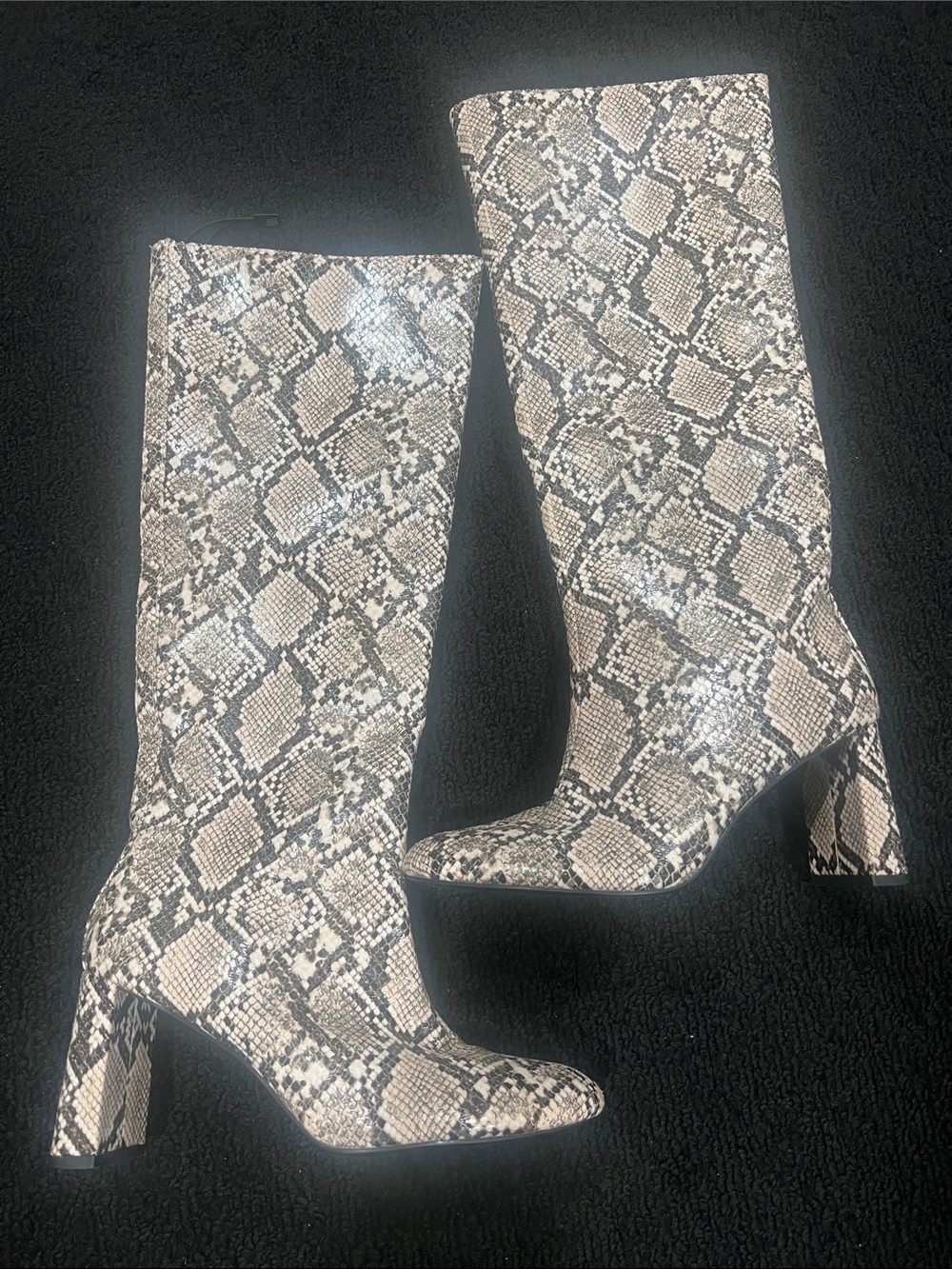 Zara Faux Snake-Skin Knee Boots